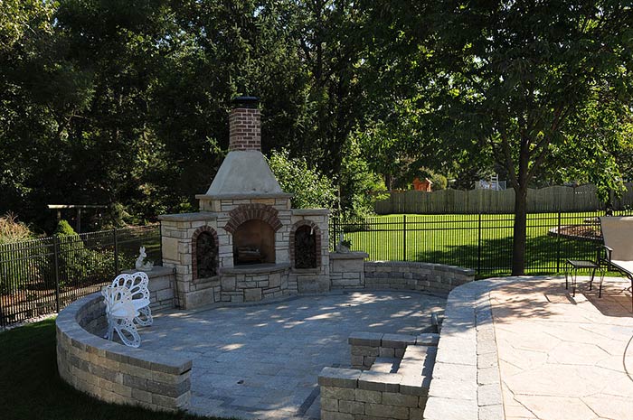 Inground Pool Spa Services In Orland Park Il - Patio With Fireplace And Hot Tub