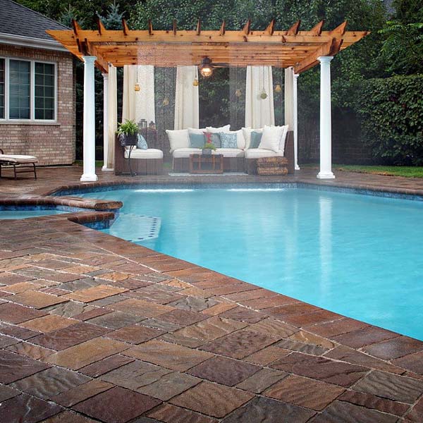 shotcrete pool with pergola
