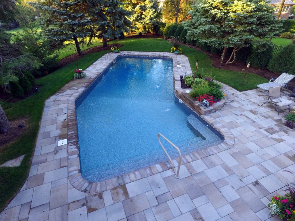 Vinyl Lazy Pool beneath a custom planter