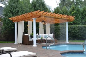 Cedar pergola with roman columns in Orland Park, IL 