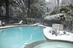 Backyard swimming pool in the winter time Orland Park, IL